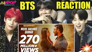 Btsfanmade reaction😘 to Bollywood song  Mere rashke qamarfull video enjoyingbtsbtsreaction [upl. by Attikram]