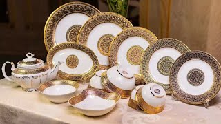 Customized embossed gold dinnerware set manufacturers From China [upl. by Elie]