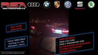 BMW 428i GC N20B20 Stage 2 vs VW Golf 7 R 300 HP  Rolling Race [upl. by Eilah610]