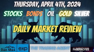 Daily Market Review for Thursday April 4th 2024 for stocks oil bonds gold and silver [upl. by Gracye482]