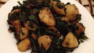 Potato Recipes  Potato amp Drumstick Leaves Stir Fry  Indian Veg Recipes  Monica [upl. by Salokin]