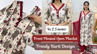 Trendy Front Pleated Open Placket Kurti Cutting And StitchingNew Kurti DesignTrendy Kurti Design [upl. by Arevle838]