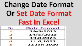 Change Date Format Or Set Date Format Fast In Excel [upl. by Echikson]