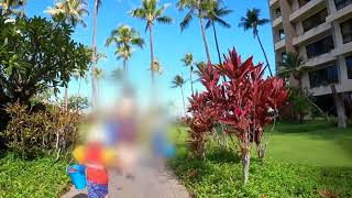 Walking out of Kaanapali Alii Hotel in Lahaina Maui Hawaii Beachfront 2022 [upl. by Clarance]