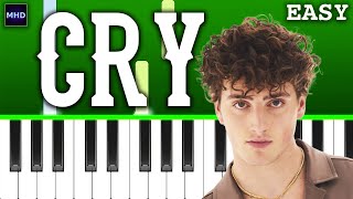 Benson Boone  Cry  EASY Piano Tutorial [upl. by Lehcem]