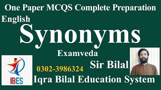 Synonyms English One Paper Preparation PPSCFPSC Demo Lecture Iqra Bilal Education System IBES [upl. by Burford]