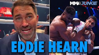 Eddie Hearn Reacts to Anthony Joshuas Brutal KO of Francis Ngannou [upl. by Llirrehs]