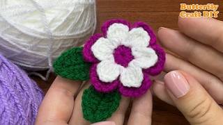 How To Crochet A Simple Flower 🌺 Step by Step Crochet Flower Tutorial For Beginners 🌺 [upl. by Ali]