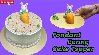 EasyFondantBunnyCakeTopper forBeginners Rabbit Cake Topper Tutorial  How to Make Fondant [upl. by Atiugram]