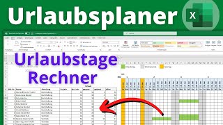 Excel Urlaubsplaner 2025 erstellen  Urlaubstage automatisch eintragen amp berechnen für Mitarbeiter [upl. by Nanyt947]