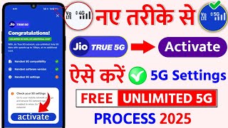 Jio 5G Activate Kaise Kare 5G Settings Jio Free Unlimited 5G Data Jio True 5G Process 2025 [upl. by Sasnak]