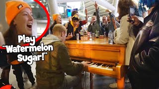 I played WATERMELON SUGAR on Piano in Public While Strangers Sing [upl. by Stanislaw]