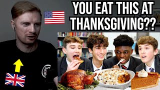 Reaction To British Highschoolers try Thanksgiving Dinner for the First Time [upl. by Machutte]