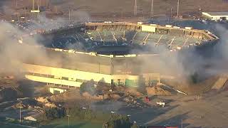 Pontiac Silverdome implosion fails after first blast [upl. by Erdnaxela]