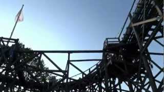 Rollercoaster Rutschebanen in Bakken Kopenhagen Denmark Onride [upl. by Kcarb]