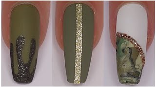 15 Olive Green Nail Art Ideas  Marble Dots Glitter amp More [upl. by Asila]