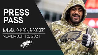 Jordan Mailata Discusses the Eagles Emphasis on the Run Game amp More  Eagles Press Pass [upl. by Odnumde]