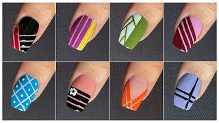 Easy nail art designs with striping tape  Nail art at home [upl. by Lemrahs418]