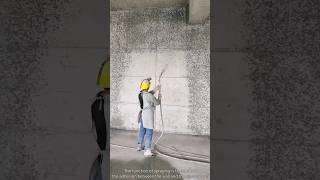 Spray grout before plastering the building walls [upl. by Lledroc]