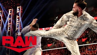 Jinder Mahal initiates a brawl with Seth “Freakin” Rollins Raw highlight Jan 8 2024 [upl. by Hammel610]