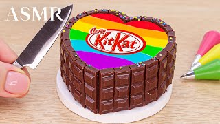 Rainbow KITKAT Heart Cake🌈Best Miniature Chocolate Cake Decorating [upl. by Iolenta16]