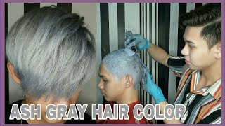 ASH GRAY HAIR COLOR  FULL TUTORIAL [upl. by Yellat779]