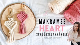 Makramee Herz Schlüsselanhänger knüpfen  Valentinstag Hochzeit [upl. by Khalsa]