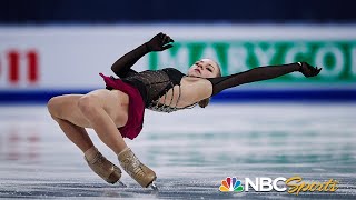 Trusova attempts five quads in valiant free skate vaults from 12th to podium at worlds  NBC Sports [upl. by Willcox]