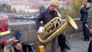 Music on the Charles Bridge Prague Czech Republic  Jazz Delta Blues Violin Street Organ [upl. by Ilario690]