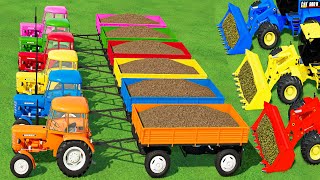 Transporter with Colors TRANSPORTING amp SPREADING MANURE with MINI URSUS TRACTORS amp SPREADERS [upl. by Rogergcam]