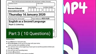 IGCSE 2020 Jan Exams by Pearson Edexcel Listening 🎧 part 310 Questions [upl. by Eenahs986]