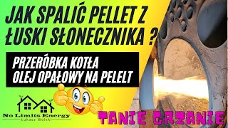 🔥Spalanie pelletu z łuski słonecznika 🌟w kotle na olej opałowy 🔍z zamontowanym palnikiem na pellet🔥 [upl. by Xonnel233]