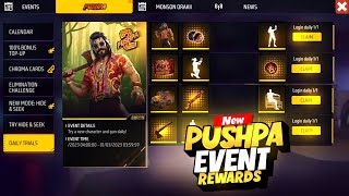 FREE FIRE × PUSHPA 2 EVENT FULL DETAILS  HOW TO GET PUSHPA EMOTE [upl. by Bathsheeb]