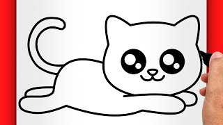 HOW TO DRAW A CAT EASY  Cute Cat Drawing EASY [upl. by Nell]