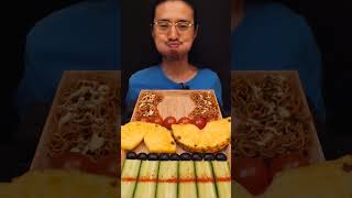 Mukbang ASMR  Hamburger Ippei cherry tomatoes pineapple olives cucumbers [upl. by Wilkins]