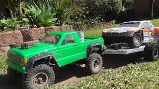 Rc 4x4 trucks  Scale rc 4x4 Truck Tow recovery with rc car trailer [upl. by Cleave44]