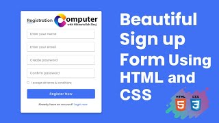 Beautiful Registration Form Using HTML and CSS [upl. by Intruoc347]