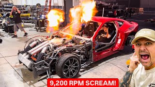 DYNO TUNING TWIN TURBO FERRARI F12 SHOOTING FLAMES 🔥 [upl. by Alyakim]