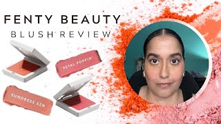 FENTY BEAUTY SUEDE POWDER BLUSH  SUNDRESS SZN amp PETAL POPPIN’  DEMO AND REVIEW [upl. by Keviv]