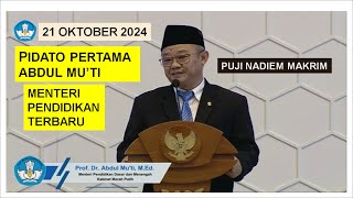 Pidato Menteri Pendidikan Baru Periode 20242029 Prof Dr Abdul Muti MEd [upl. by Vlad674]