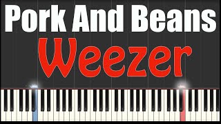 Pork And Beans  Weezer  Piano Tutorial [upl. by Cyril336]