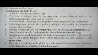 NOTES FOR PLASMODIUM VIVAX IN MAN PHASE  INTER 1ST YEAR  BY PHANINDRA GUPTA [upl. by Liagabba]