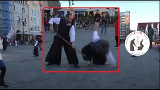 Aikido  Falling school on stone  Jo Nage Waza  Martial arts at the monastery days in Rostock [upl. by Britton915]