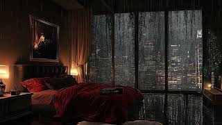 Luxury Apartment  Rain on Window Sounds For Sleeping  Bedroom Ambience  8Hrs [upl. by Dowzall]