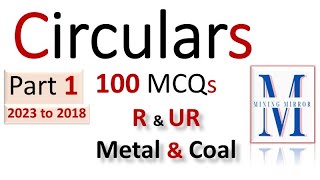 DGMS All Circulars Part 1  100 MCQs  For R amp UR  Metal amp Coal  Important Questions for CBT 2023 [upl. by Ehctav]