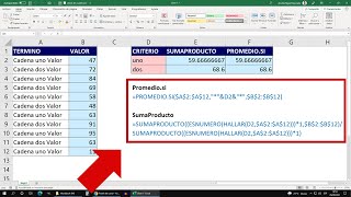 Promediar con Criterios y Comodines en Excel  Funciones SUMAPRODUCTO amp PROMEDIOSI [upl. by Grimaldi]