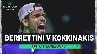 Matteo Berrettini v Thanasi Kokkinakis  Italy v Australia  Davis Cup Finals 2024 Match Highlights [upl. by Greenwald]