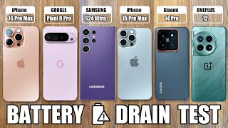 iPhone 16 Pro Max vs Samsung S24 Ultra  OnePlus 12  Google Pixel 9 Pro XL  BATTERY DRAIN TEST [upl. by Rednazxela116]