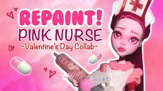 REPAINT  Lovesick Nurse  Valentine’s Day Collab  OOAK Art Doll [upl. by Yadnil105]