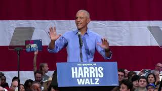 Obama rallies voters for Harris in swing state Pennsylvania  REUTERS [upl. by Attiuqahs]